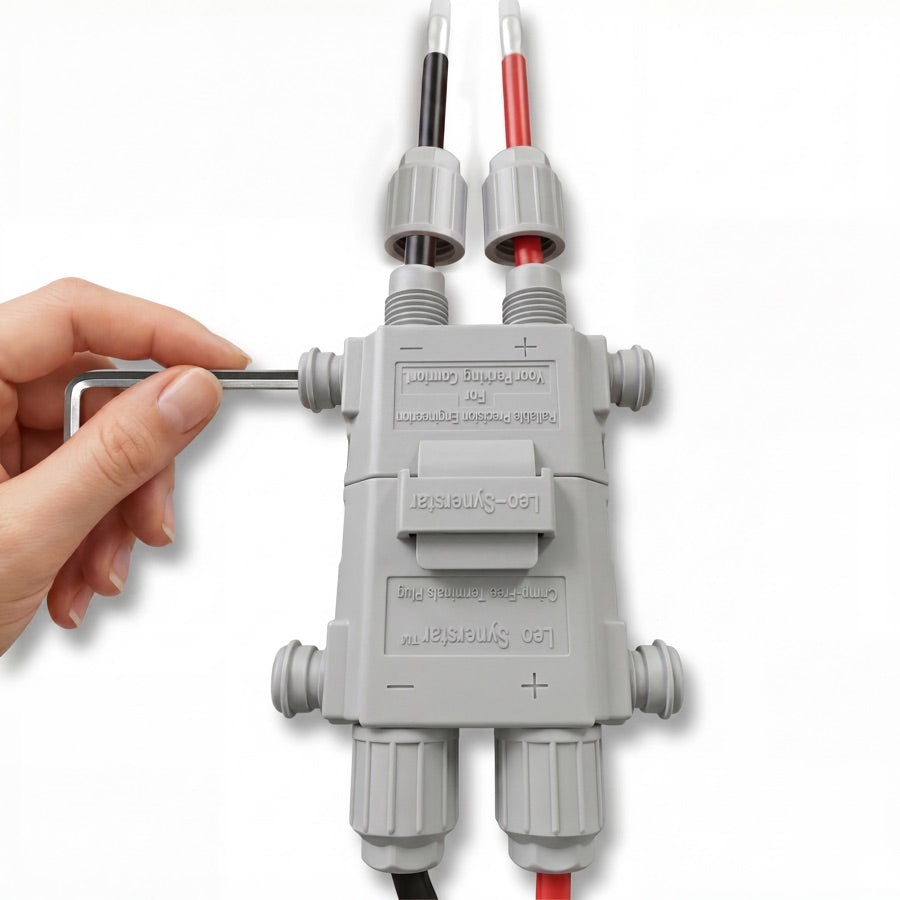 Step 2: insert cables and securely tighten terminal screws